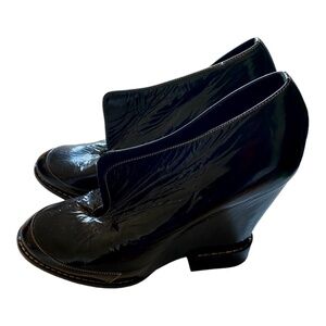 Chloe Patent Leather Wedge Ankle Boots